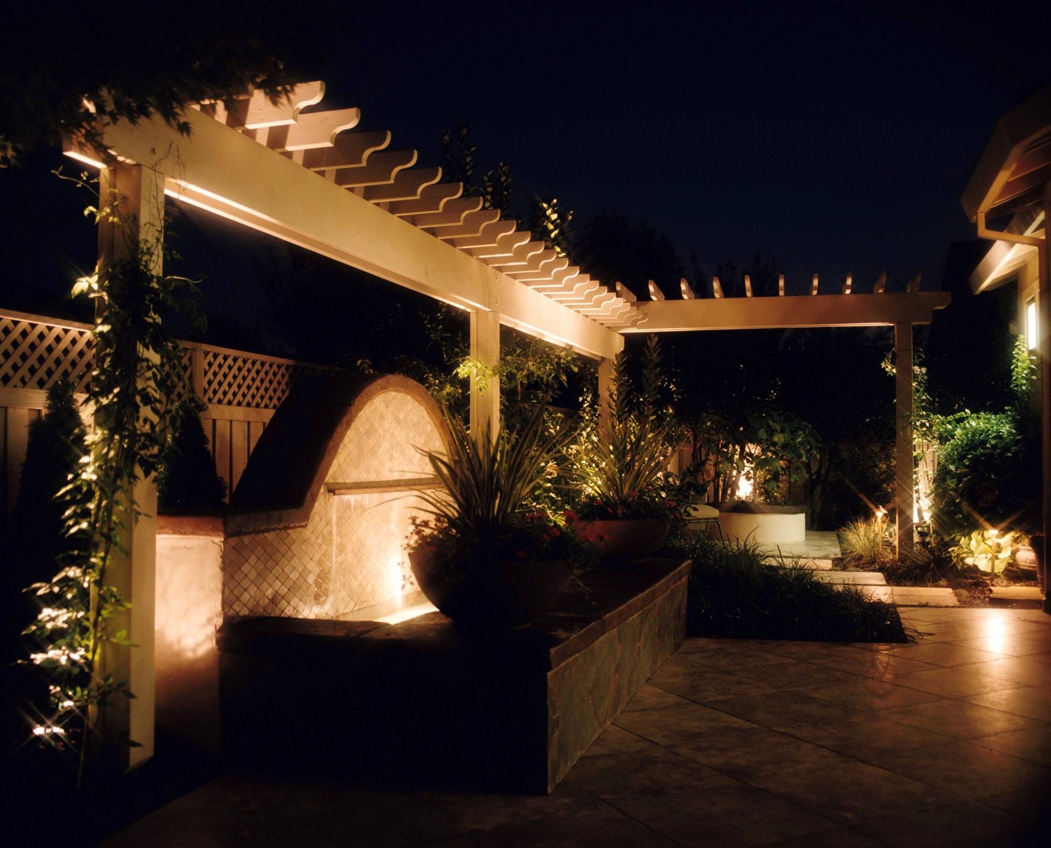 Planned Northern California garden with layered planting